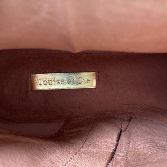 Louise et Cie Black Leather Zora Ankle Booties Low Stack Heel Almond Toe Buckle - Picture 9 of 16